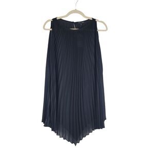 Cable & Gauge Pleated Top Sleeveless Pullover Blouse Black Size Large NWT $60